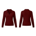 thumbnail image 4 of Fewfanhot Sweaters for Women Cable Knit Long Sleeve Polo V Neck Fall Outfits Collared Cropped Waist Length Pullover Sweater Top, 4 of 9