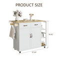 thumbnail image 3 of Rolling Kitchen Island Cart with Drop Leaf,2 Drawers & 3-Tier Spice Racks, Movable Storage Cart with Towel Holder for Kitchen, Dining Room, White, 3 of 4