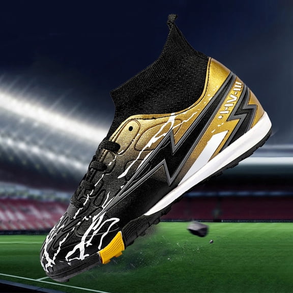 TIREOW Kid Boys Girls Soccer Cleats Youth Firm Ground Lace-Up Non-Slip Sports Shoes Athletic Outdoor Football Shoes Baseball Outdoor Training Sneaker