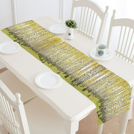 

MYPOP Autumn Brich Table Runner Home Decor 16x72 Inch Brich Forest Table Cloth Runner for Wedding Party Banquet Decoration