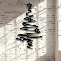 Gallickan Metal Christmas Wall Art, Black Tree Sculpture with Star Hanging Ornament, Door Frame Living Room Seasonal Decor for Holiday Interior Designing, Black