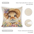 thumbnail image 4 of bunny flowers Linen toss pillowcase Decoration pillowcase Gift preferred 20x20" Cushion cover 4 set Sofa pillowcase Sofa bedroom living room car, 4 of 8