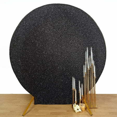 Efavormart 7.5ft Shiny Black 2-Sided Spandex Fit Round Wedding Arch Backdrop Cover