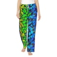 thumbnail image 2 of Goofa Multicolored Butterflies Printed Soft Pajama Pants for Women, Wide Leg Comfy Casual Lounge Yoga Pants-Medium, 2 of 9