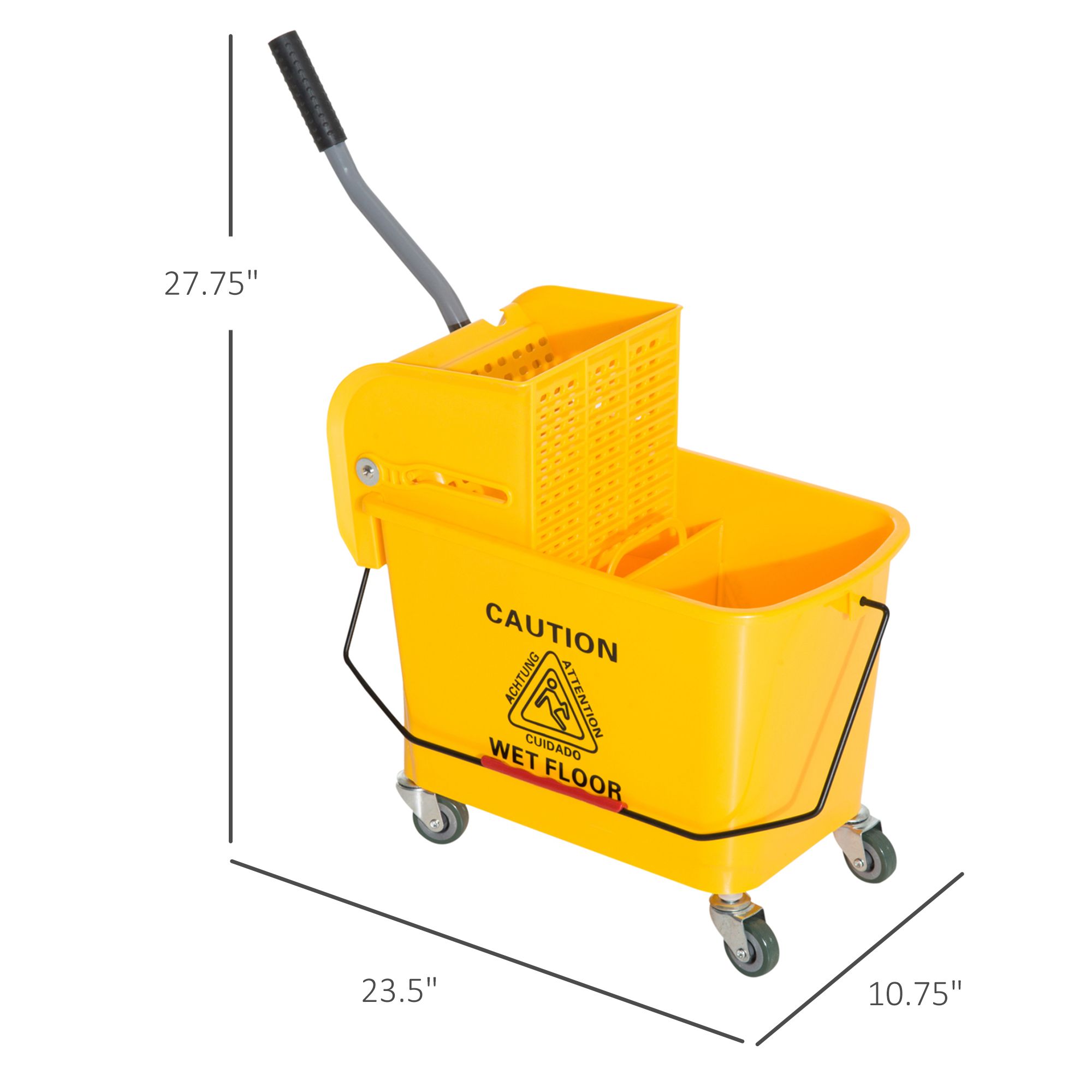Heavy Duty Janitor Mop Bucket with Wringer, Durable Yellow, Easy Clean-Up