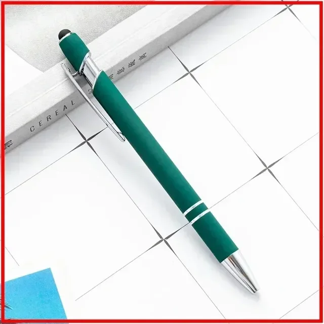 Bolígrafo de Metal para negocios, lápiz óptico Universal para pantalla táctil de dibujo, logotipo personalizado, suministros escolares y de oficina, nombre grabado gratis, 50 Uds.