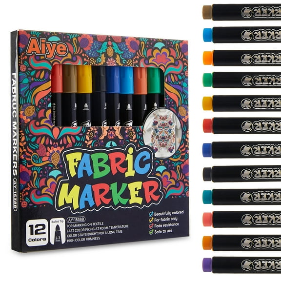 Fabric Markers Permanent for Clothes, 24 Colors Fine Tips Paint Pens for Clothing Canvas Tote Bags T-Shirt and Shoes