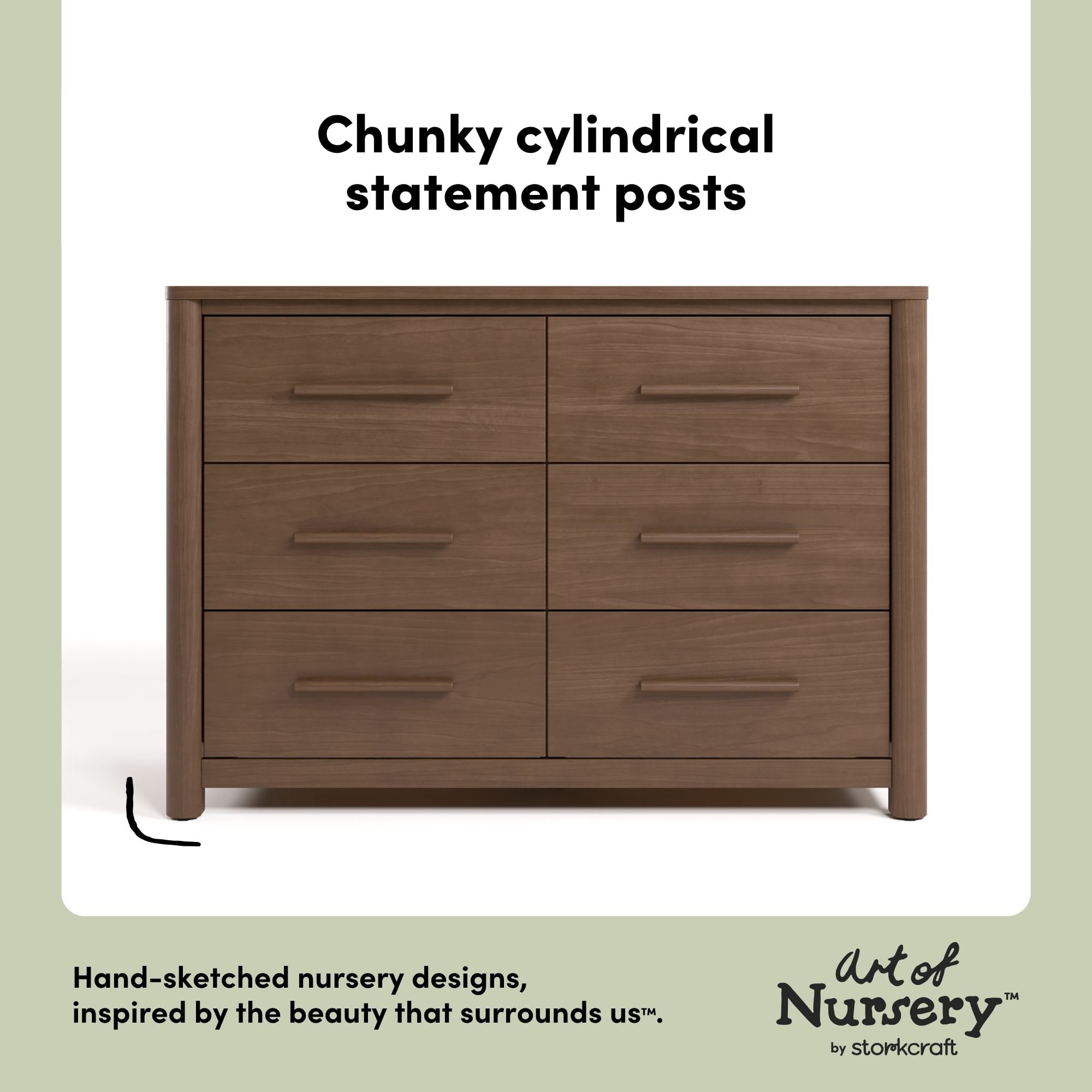 Art of Nursery by Storkcraft Malta 6 Drawer Dresser - Hazelnut