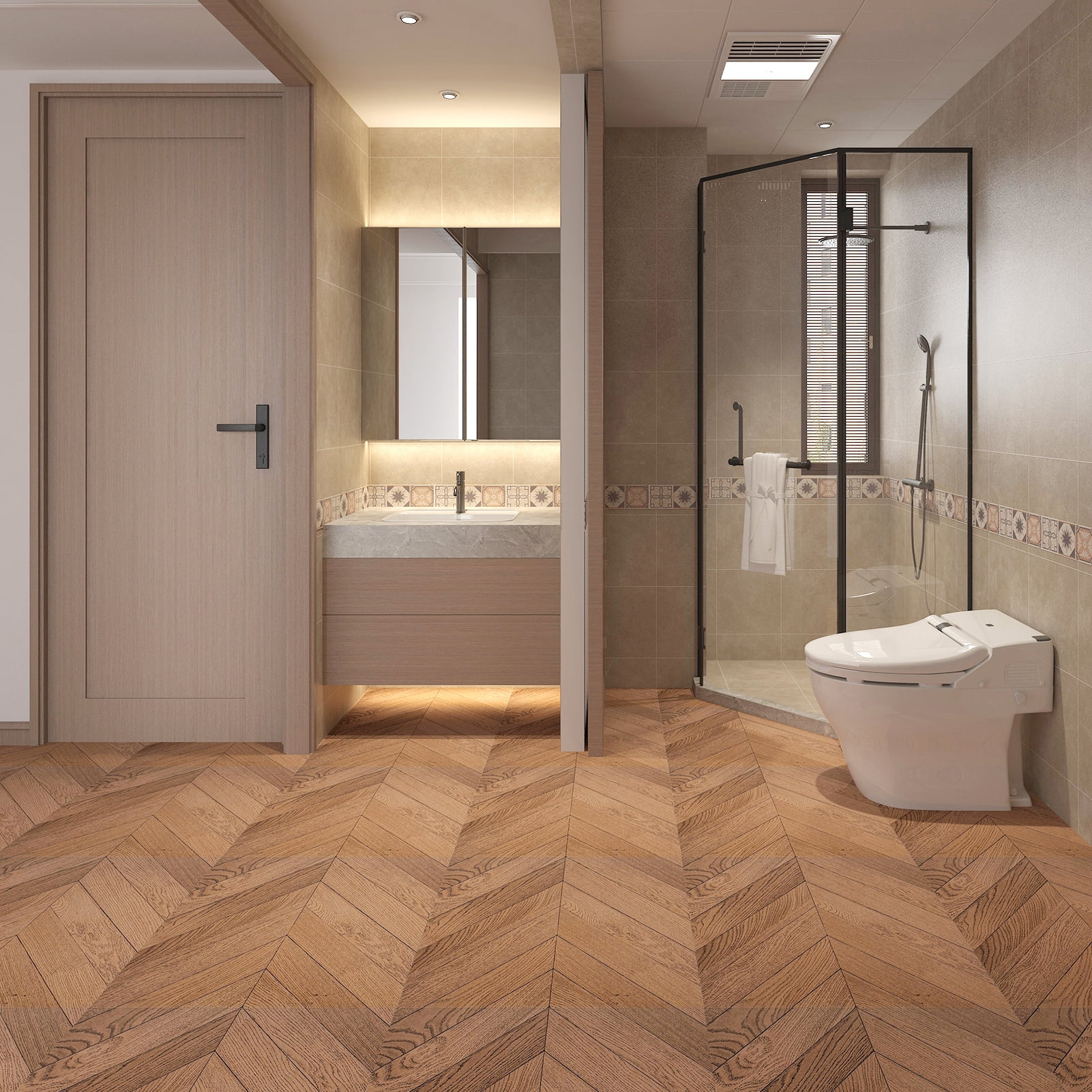 Art3d 30 Pcs Peel and Stick Vinyl Floor Tiles, 12" x 12" Self Adhesive Waterproof Wood Flooring Tile for Home Decor,Kitchen,Cover 30 Sq.ft, Brown