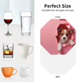 thumbnail image 5 of Leather Coasters with Heat-resistant for Drinks, Puppy Peeking Through Pink -标题2 Octagon, 5 of 5