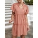 thumbnail image 5 of Mini vestido de manga corta con volantes y cuello alto para mujer Irfora Vestido, 5 of 7