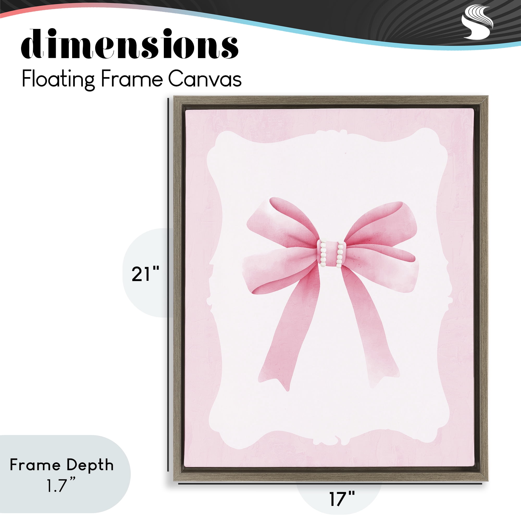 Stupell Industries Feminine Bow with Pearls Brown Framed Floater Canvas Wall Art, design by Kim Allen