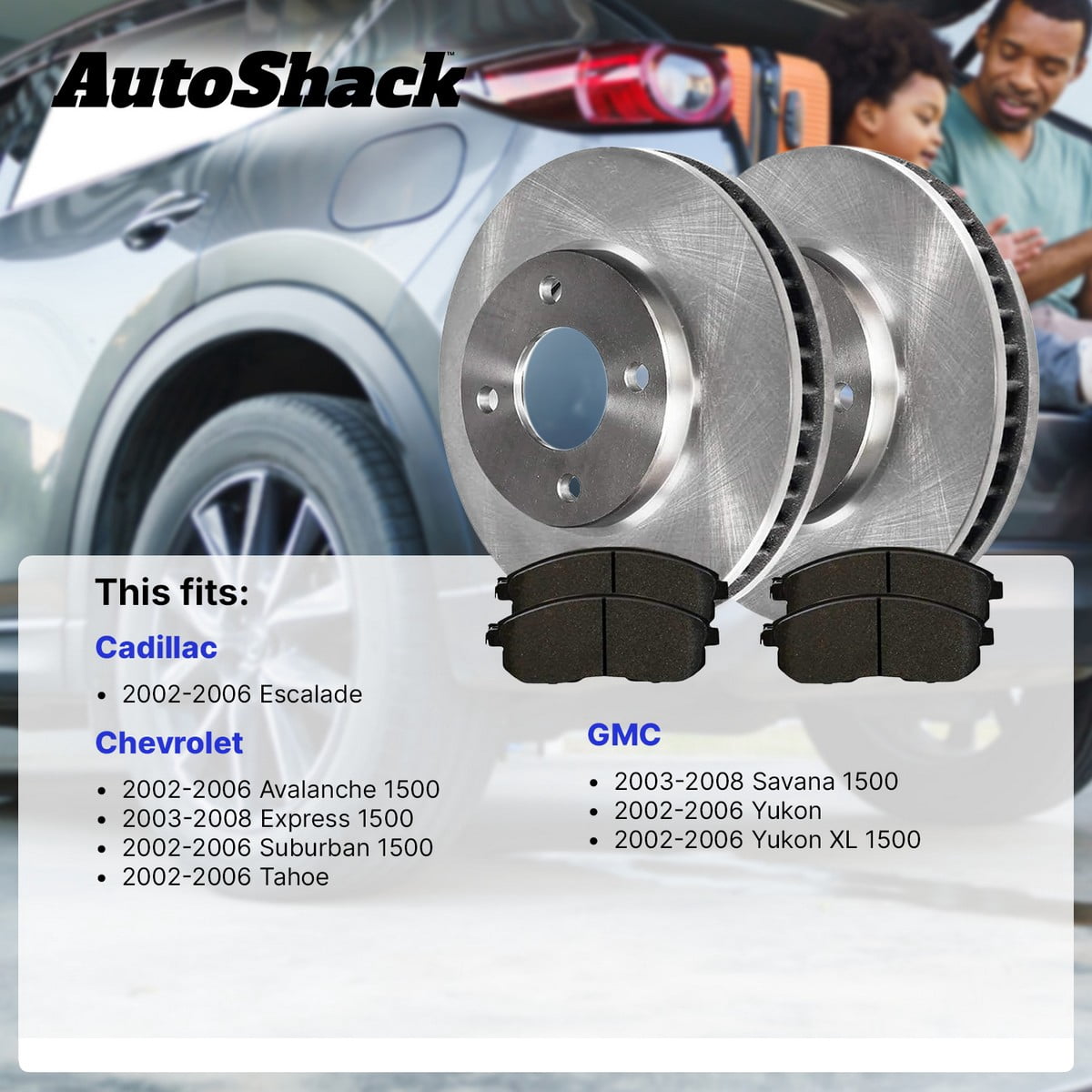 AutoShack Front & Rear Brake Rotors & Ceramic Pads for Chevrolet, Tahoe 2002-2006 Suburban 1500 2002-2006 Express 1500 2003-2008, AWD RWD V6 4.3L V8 4.8L 5.3L