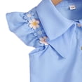 thumbnail image 5 of Loopsun Girls Sleeveless Turndown Collar Print Blouse and Pleated Skirt Ruffle Sleeve Summer Outfit Blue, 3-4 Years, 5 of 5