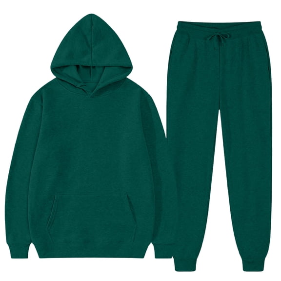 Delconic Mens Fleece Hoodie and Jogger Set Pullover Hooded Sweatshirt Loose Fit Sweatpants Two Piece Casual Activewear Dark Green L
