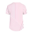 thumbnail image 4 of YDFCWXW Tops for Women 2025 Trendy Striped Floral Print Tunic Shirt Short Sleeve Button V Neck Tshirt Casual Loose Blouse Pink, XL, 4 of 6