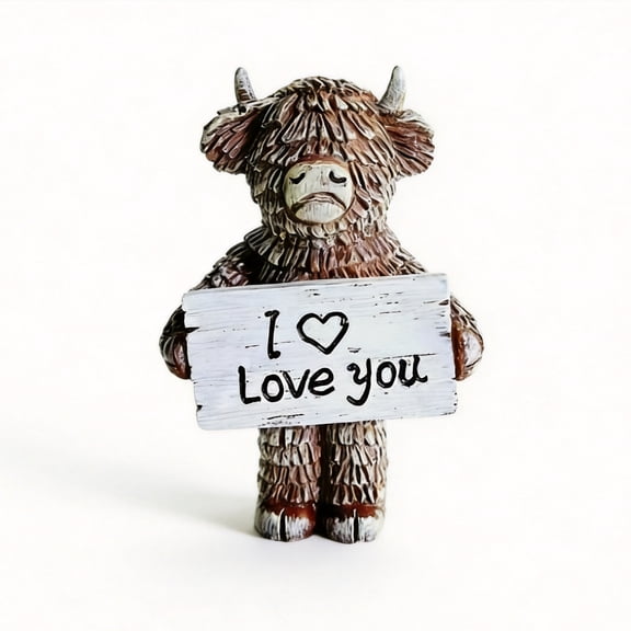 Highland Cow Resin Statue, Home Decorations for Living Room, Bedroom, Office, Bookshelf, Tabletop Decor, Cute Farm Animal Figurine for Desktop Ornament