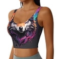 thumbnail image 2 of Fuzoiu Colorful Wolf Head A Print Women's Sports Vest,U-Back Sports Tank,Gym Vests,Athletic Sleeveless Shirts,Exercise Undershirts,Yoga, Gym, and Dance Wear-Small, 2 of 8