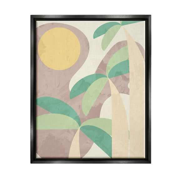Geometric Palm Tree Summer Botanical & Floral Graphic Art Jet Black Framed Art Print Wall Art