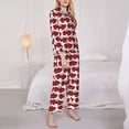 thumbnail image 3 of Yiaed Cute Red Crab Print Pajamas Women's Long Sleeve Sleepwear Soft Button Down Loungewear Pjs Lounge Set Nightwear Womens Pajama Pants-Small, 3 of 7