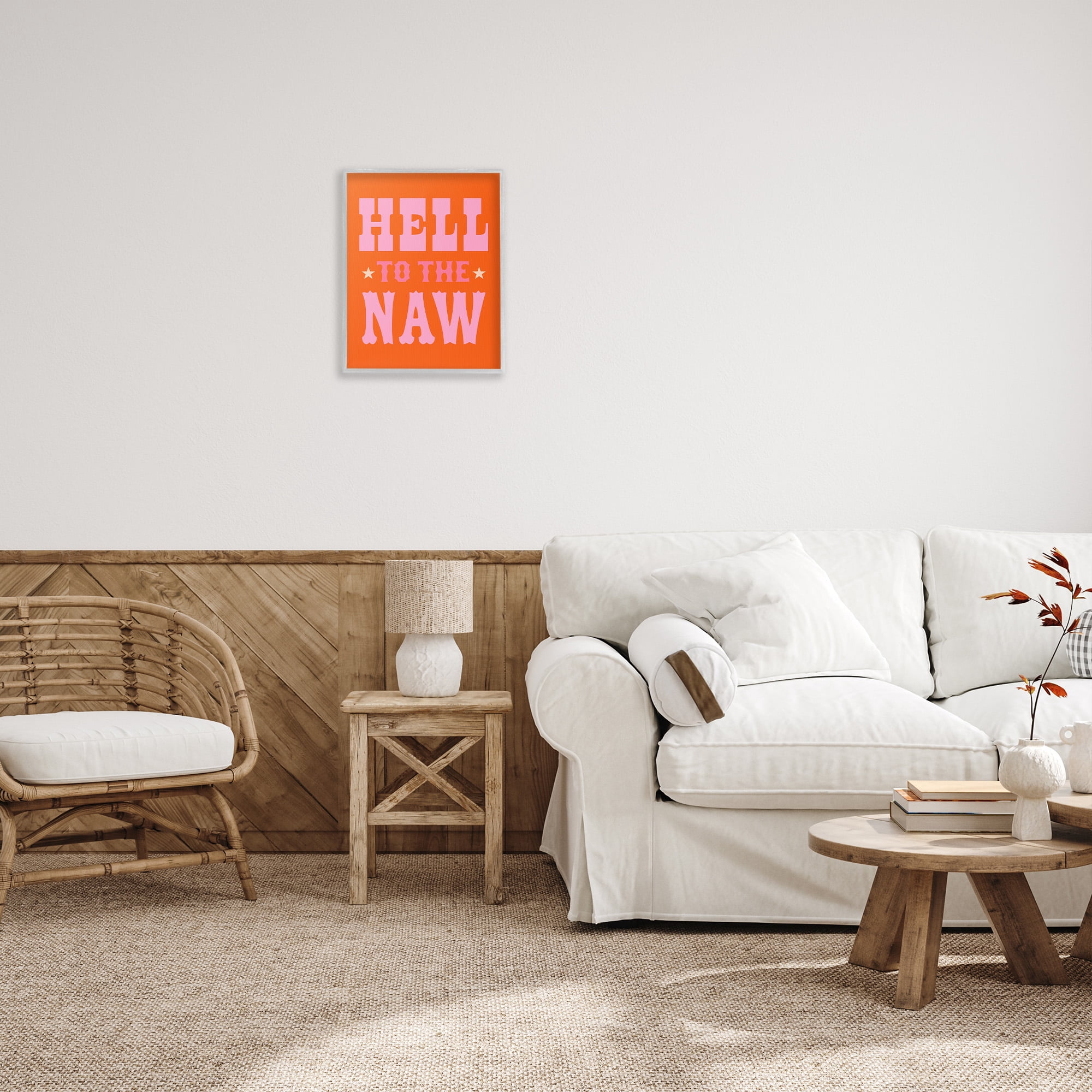 Stupell Industries Hell To The Naw Phrase Typography Painting Gray Framed Art Print Wall Art, 16 x 20