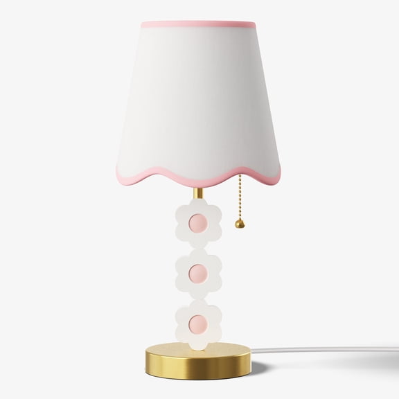 Mainstays Kids 16 Inch Daisy Table Lamp with Scalloped White Shade