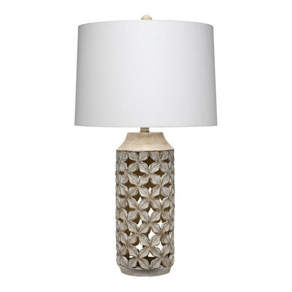 Eden Home Traditional Resin and Linen Table Lamp in Brown/White Washed