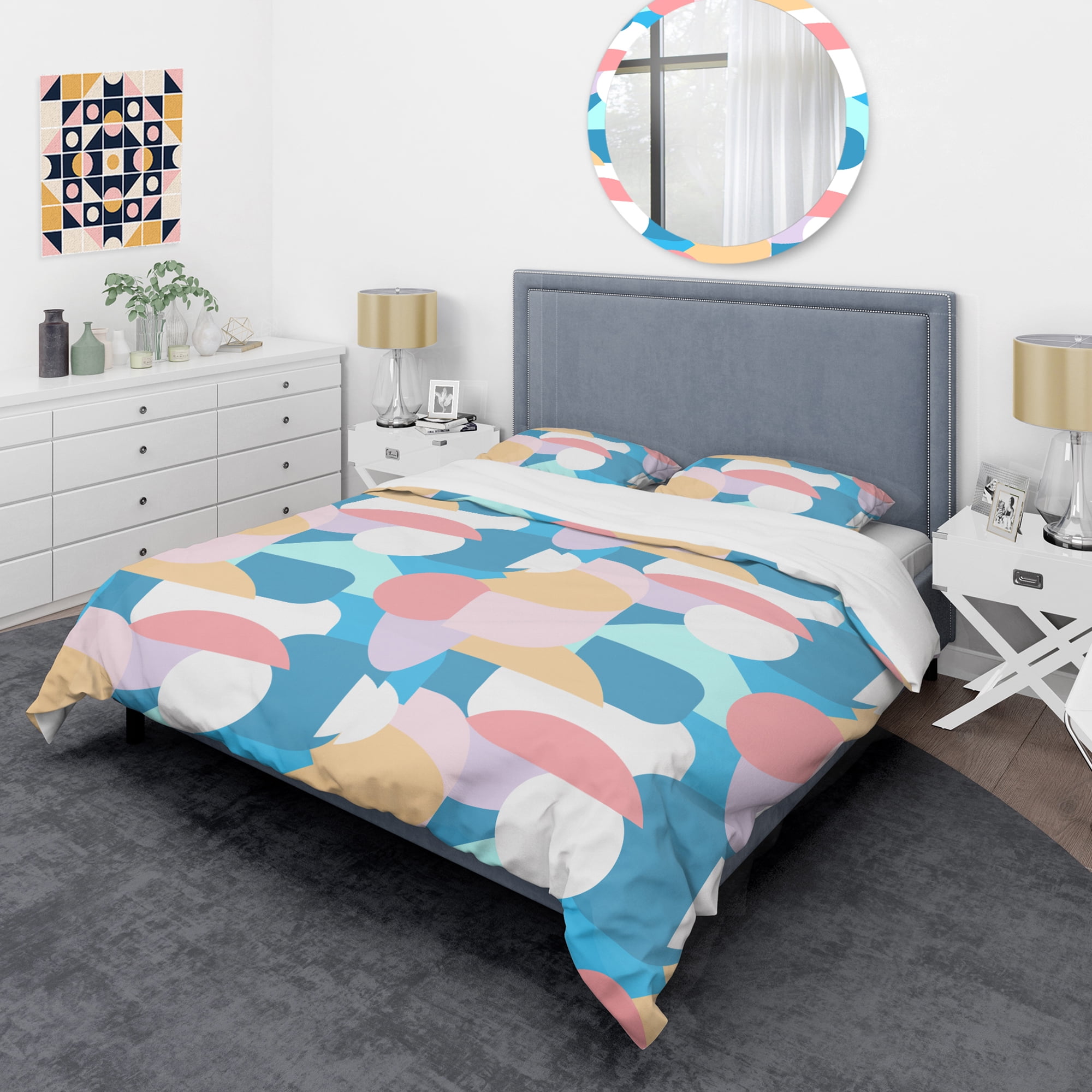 Designart 'Retro Geometrical Abstract Pattern II' Mid-Century Modern Duvet Cover Set