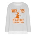 thumbnail image 3 of Craaazy Halloween Shirts For Women Fake Two Piece Casual Crew Neck Long Sleeve pullover Halloween Print Tops Gifts, 3 of 6