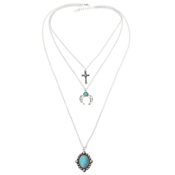 Collar con colgante multicapa bohemio, gargantilla de cuerno de aleación, elegante joyería para el cuello