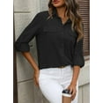 thumbnail image 5 of Women Linen Button Down Shirts Long Sleeve Blouse Casual Work Office Shirt Tunic Tops Black XXL, 5 of 8