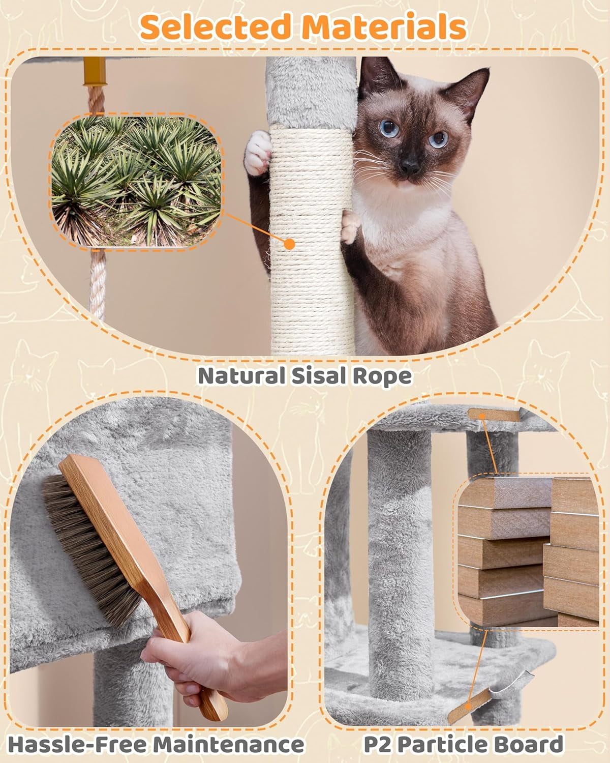 GMNIU Cat Tree Cat Tower, 63in Multi-Level Kitten Tree for Indoor Kitty, Pet Condo Furniture with Scratching Posts, Large Top Perch, Hammock, Tall Climbing Stand for Kitty Play