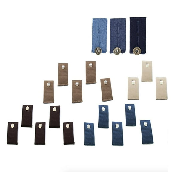 Adjustable Pant Waistband Extension 28-Pack (5 each Fabric Extenders & 3 Jeans Button Extenders)