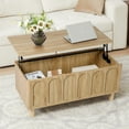 thumbnail image 6 of YOCWO Lift Top Coffee Table with Hidden Compartment & Storage Shelve, Arched Fluted Coffee Table for Living Room, Oak, 6 of 7