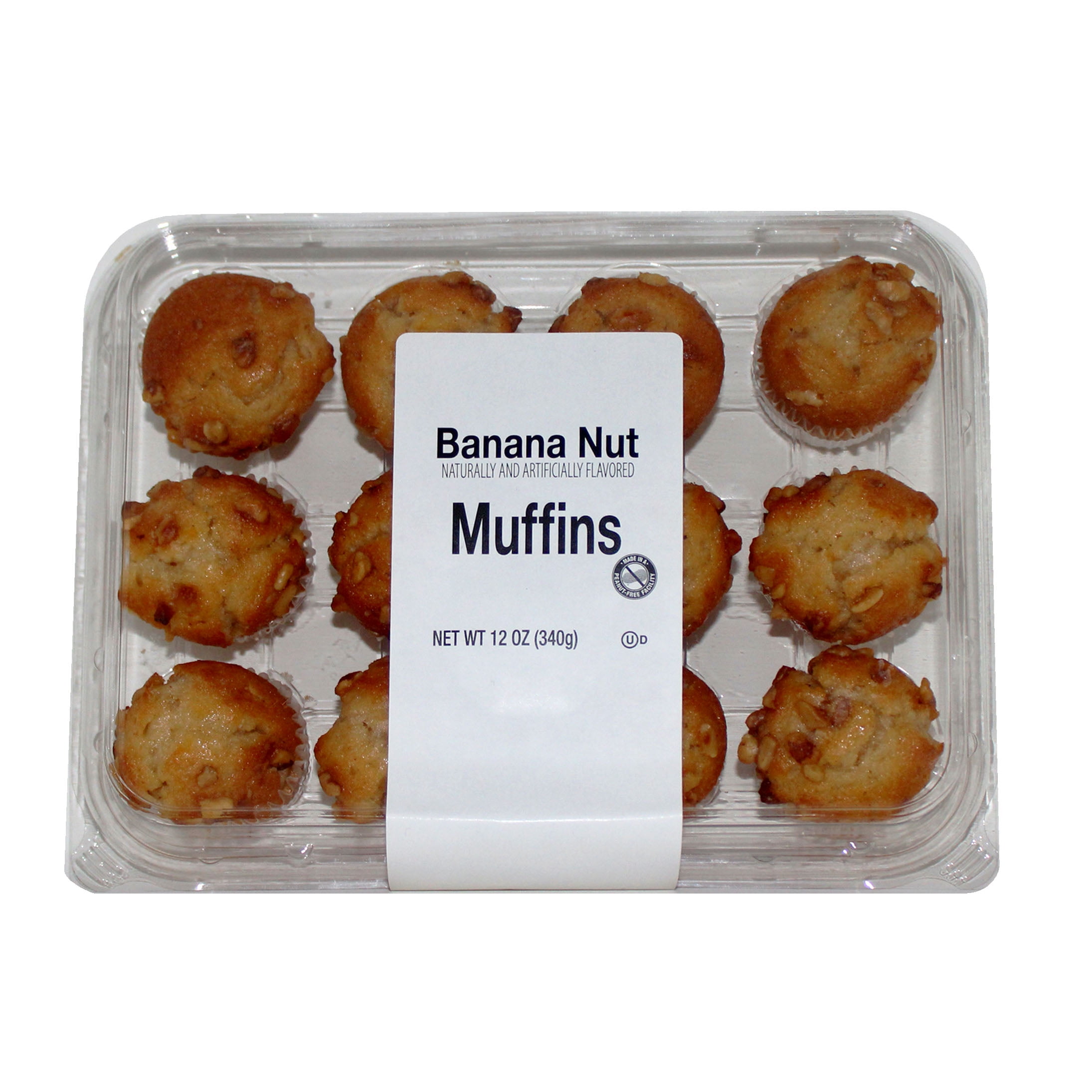 Unbranded Banana Nut Mini Muffins, 12 oz, 12 Count (Bakery Fresh, Breakfast Pastry)