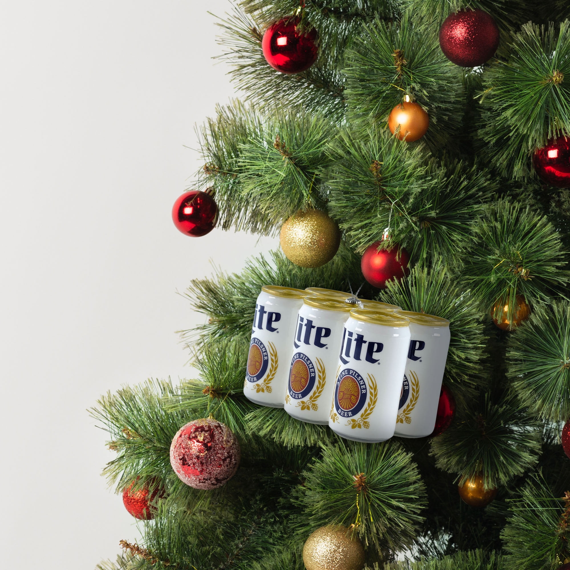 Miller Lite 6‑Pack Can Christmas Ornament – Hanging Metal Decoration