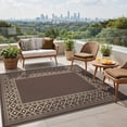 thumbnail image 4 of DEORAB 6'x9' Outdoor Rugs Waterproof Patio Reversible Plastic Carpet Camping Outside Mat,Coffee & Brown, 4 of 8