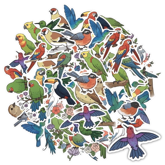 35pcs Colorful Bird Stationery Stickers Cute Animal Kids Stickers for Laptop Suitcase