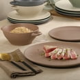 thumbnail image 4 of Gibson Elite Clover Hill 12-Piece Stoneware Dinnerware Set - Embossed Reactive Glaze - Service for 4 - Assorted Colors, 4 of 15