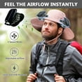 thumbnail image 3 of Solar Fan Hat,Wide Brim UPF 50+Sun Hat with Dual USB/Solar Fans&Removable Neck Cover for Fishing,Hiking,Camping, 3 of 6