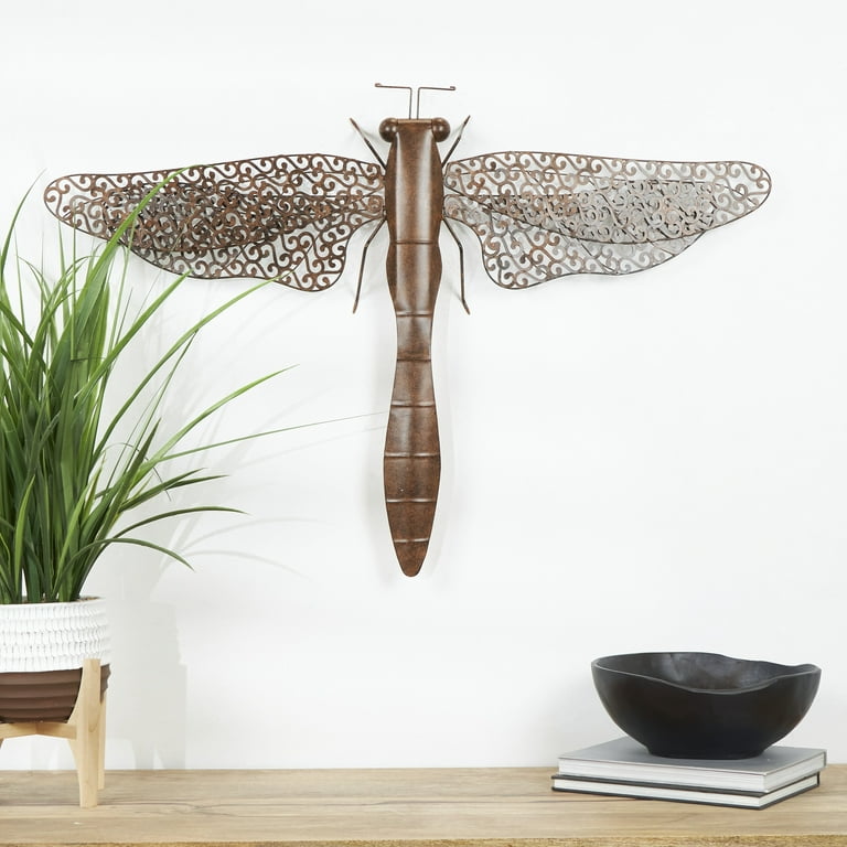 YOUIN Large Metal Dragonfly Decor,Ceramic Dragonfly Outdoor Wall