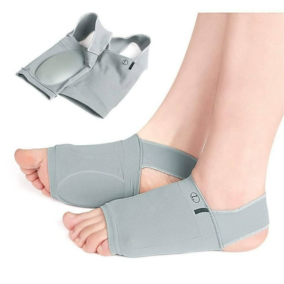 WSBArt 1 Pair Upgrade Metatarsal Compression Arch Support Sleeves with Gel Pad Inside - Brace for Flat Foot & Plantar Fasciitis Foot Pain Relief Women Men, Gray, Heel Spur Strap