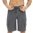 thumbnail image 1 of Ploknplq Mens Bathing Suit Swimsuit Solid Color Suit Waist Adjustable Draw Rope Four Corners Liner Quick Dry Waterproof Pocket Swimming Trunks Mens Swim Trunks Boxers for Men Swim Trunks Men Gray 34, 1 of 9