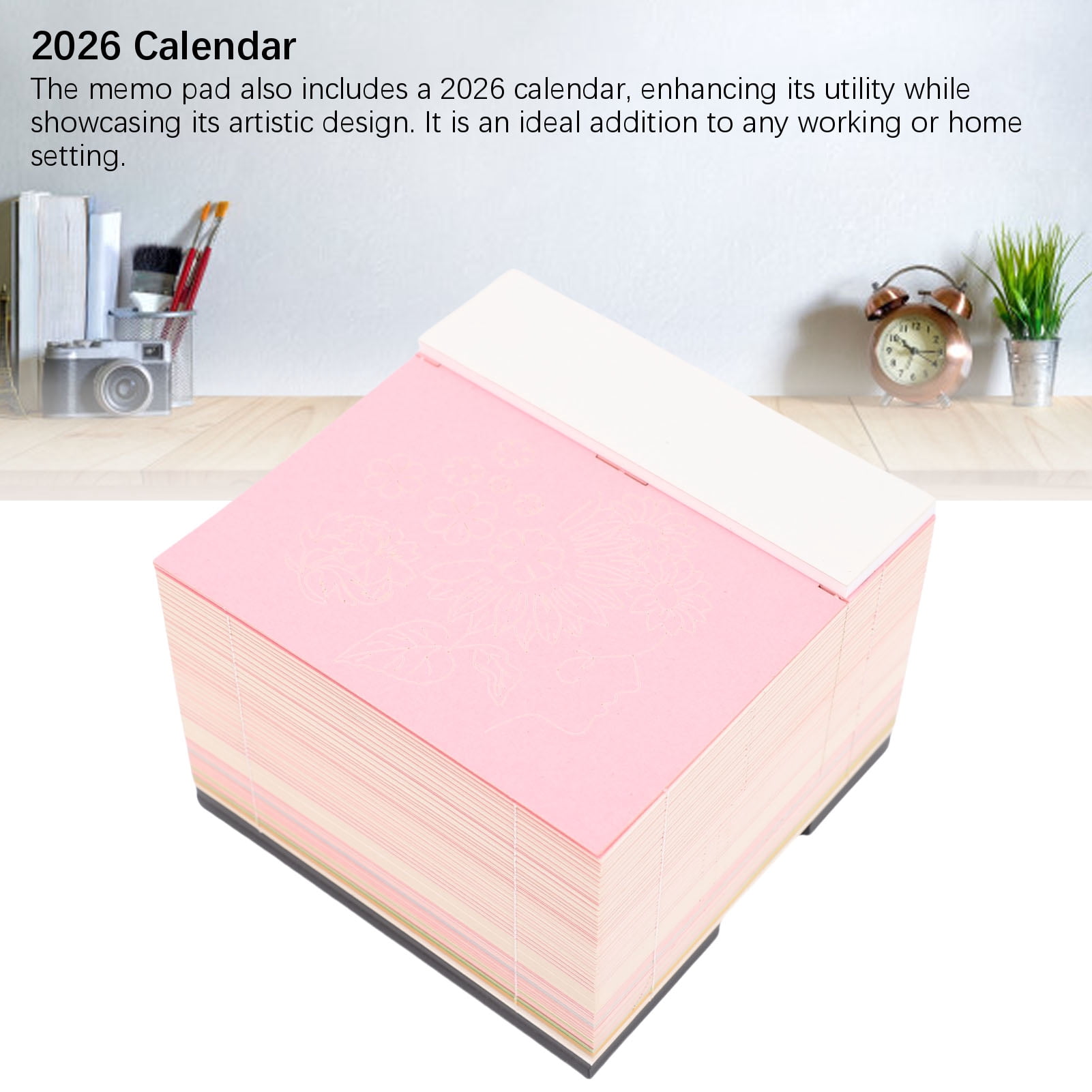 Rupoun 3D Notepad Flower Sea Tree Island Paper Carving Art 3D Art Memo Pad with 2026 Calendar for Desktop Ornament Roseate 3.3x3.3x2.7 inches / 8.5x8.5x6.8 cm