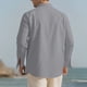 thumbnail image 5 of Blusa y camisa de manga larga con cuello alto para hombre, color liso, informal, con botones, medio cárdigan, manga larga, cuello alto, blusas de poliéster para hombre, 5 of 9