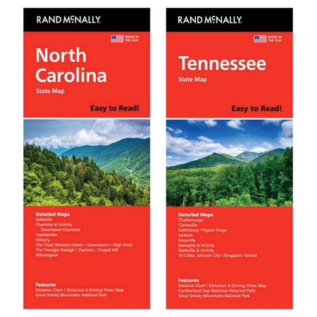Rand McNally State Maps: North Carolina andTennessee (2 Maps)