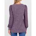 thumbnail image 3 of Cogild Women V-Neck Ribbed Knit Sweaters for Womens with Puff Lace Long Sleeves Shirts Top for Office Everyday Wear, 3 of 6
