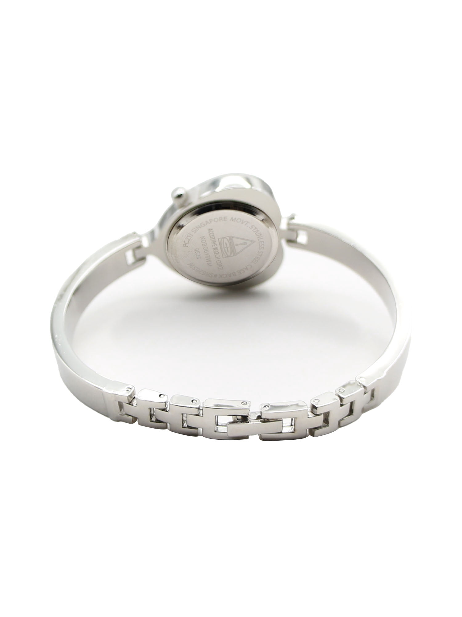 No Boundaries Adult Female Silvertone Heart Shaped Case Watch with Bangle Bracelet.