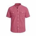 thumbnail image 3 of LIaqionyy Mens Cotton Linen Button down Shirts Casual Callarless Short Sleeve Shirt Summer Beach Tops with Pocket, 3 of 6
