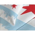 thumbnail image 4 of Ambesonne Chicago Skyline Quilted Bedspread Set 3 Pcs, Buildings Flag, Queen Size, Pale Blue White Red, 4 of 5